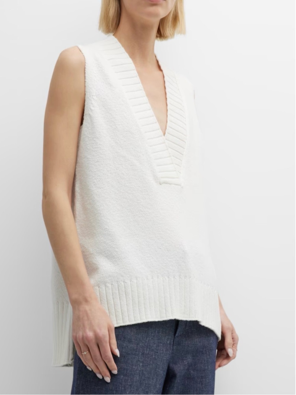NWT BROCHU WALKER Celia Sleeveless V-Neck Sweater size XS